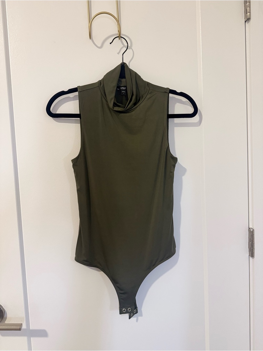 Express Olive Green Sleeveless Turtleneck Bodysuit